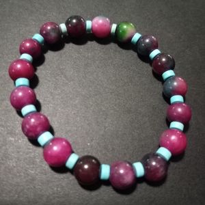 Dyed Tourmaline & Turquoise Beaded Bracelet